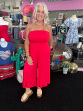Load image into Gallery viewer, DOUBLE LAYERED TUBE TOP JUMPSUIT IN RUBY RED
