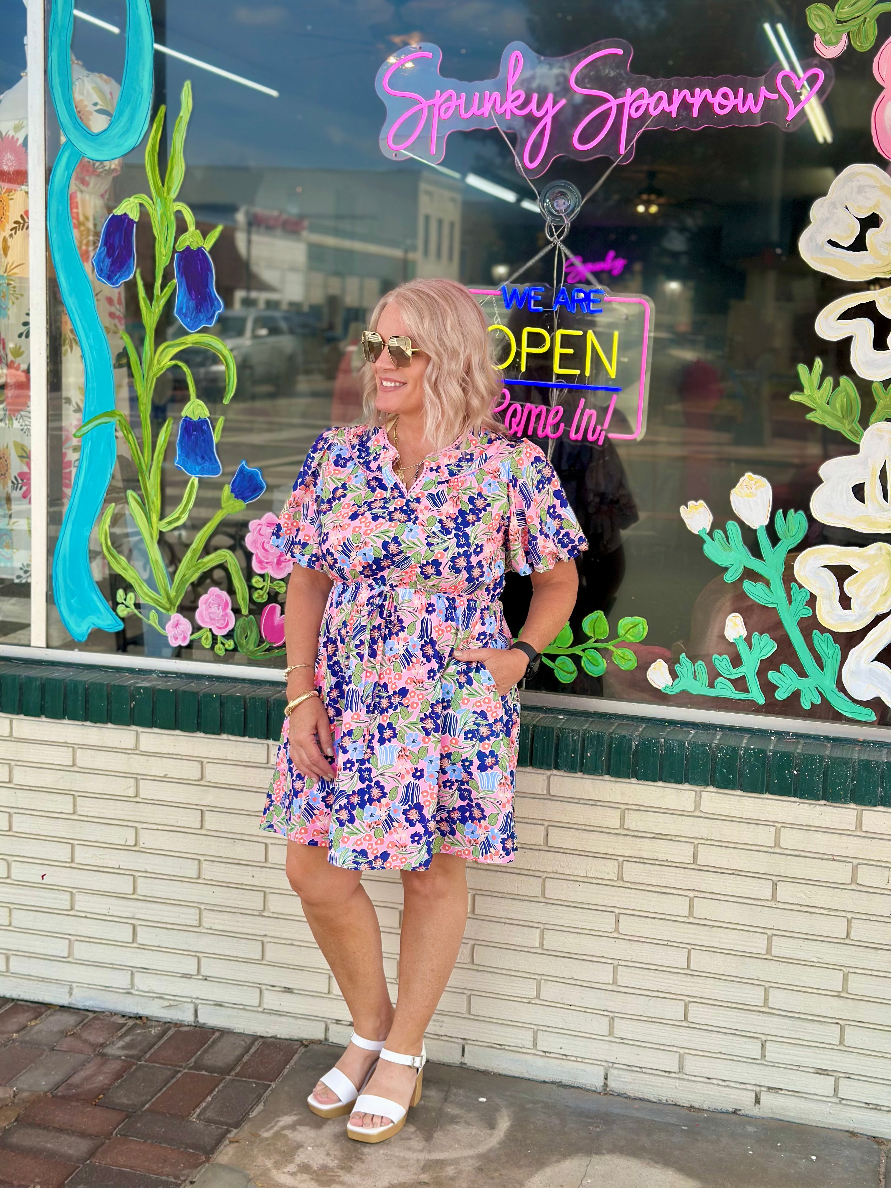 Clearance PUFF SLEEVE FLORAL MINI DRESS