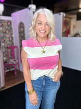 Load image into Gallery viewer, PINK Stripe Block Knitted Sleeveless Top
