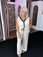 Load image into Gallery viewer, Linen Blend Color Block Sleeveless Top &amp; Pants Set
