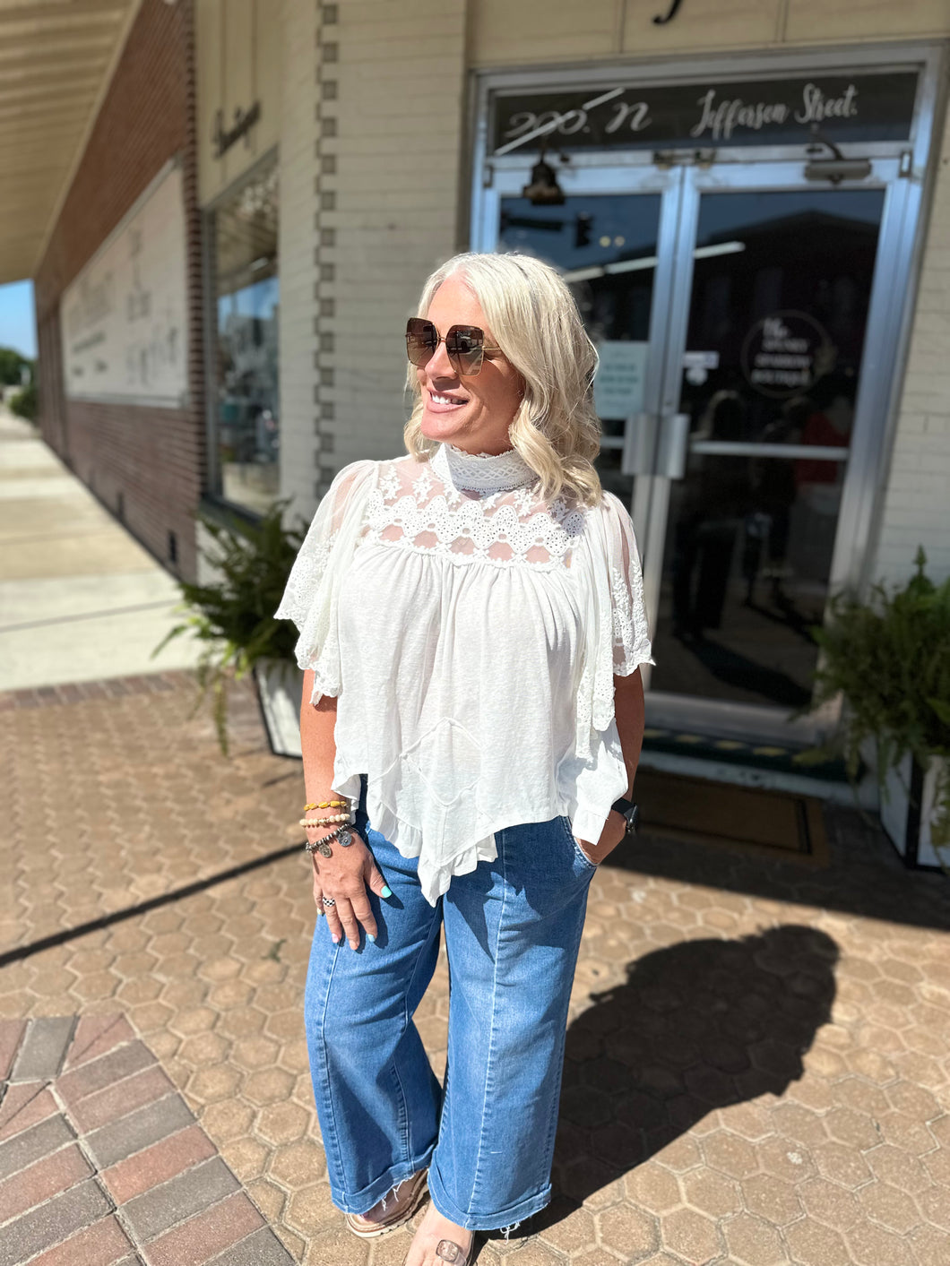 Lace Trim Boho Top