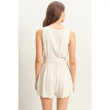 Load image into Gallery viewer, Clearance Striped Rayon Linen Belted Romper
