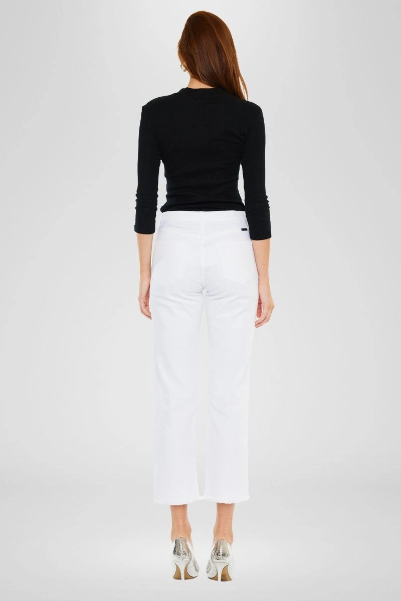 Kancan High Rise Cropped Straight Jeans in White