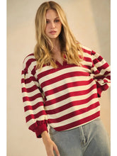 Load image into Gallery viewer, Striped Ottoman Pullover in Dark Red
