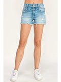 Petra High Rise Yoke Detailing Shorts w/ Frayed Hem