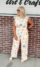 Load image into Gallery viewer, Womens Floral Smock Neck Sleeveless Jumpsuit
