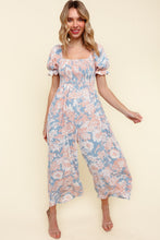 Load image into Gallery viewer, SQUARE NECK SMOCKED FLORAL PRINT JUMPSUIT
