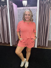 Load image into Gallery viewer, CORAL RIBBED SHORTS SET
