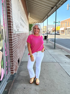 RIB KNIT TOP IN WATERMELON