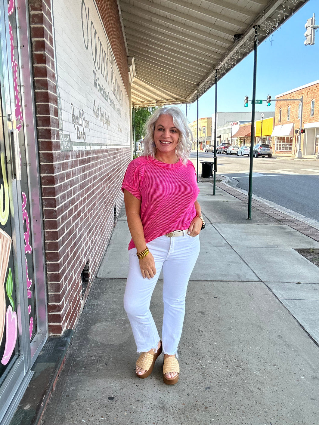 RIB KNIT TOP IN WATERMELON