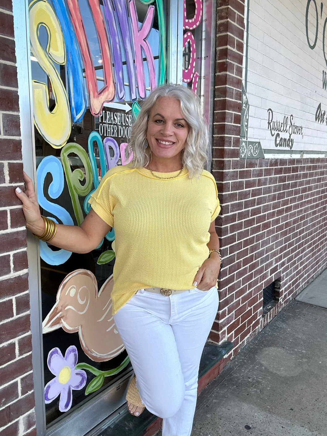 Rib Knit Top in blooming yellow