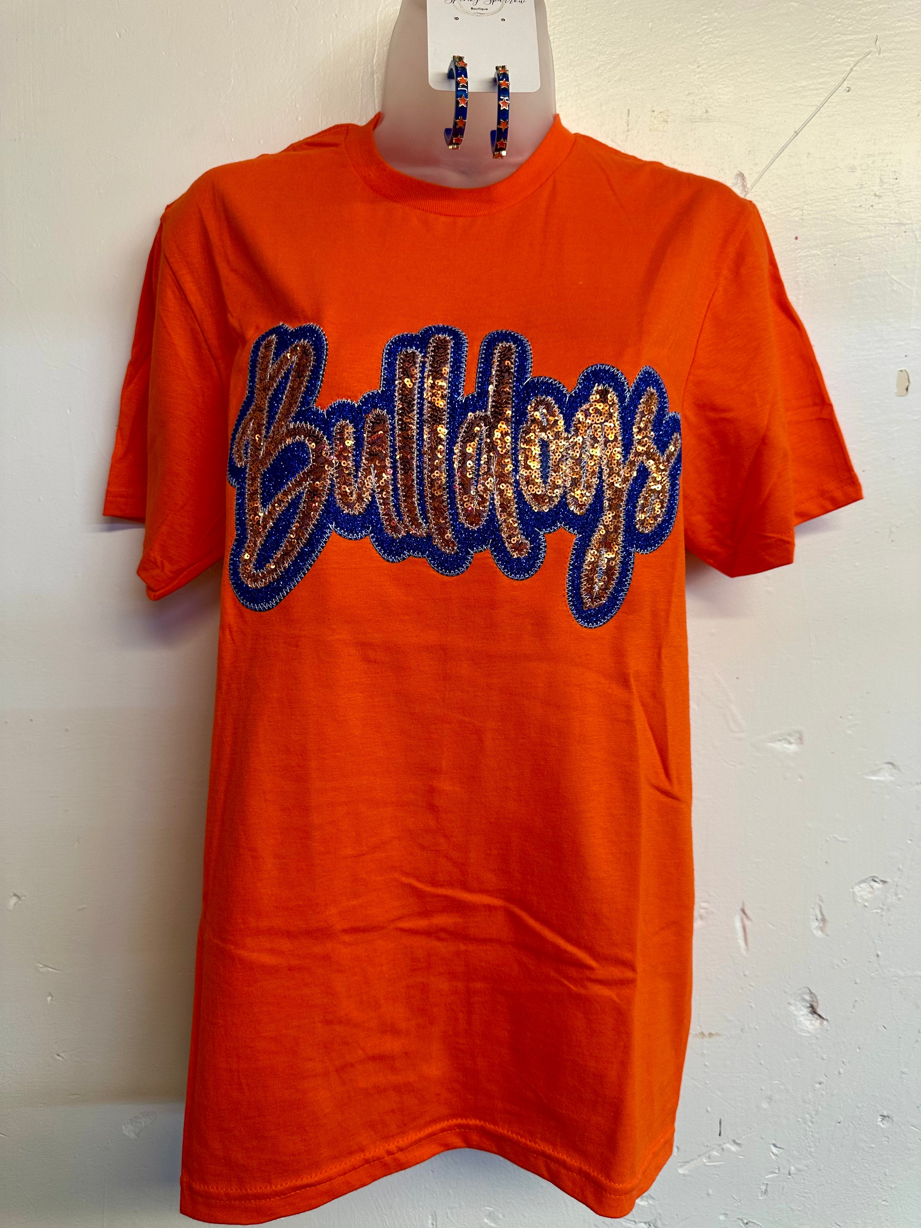 Sequin Bulldog patch tee
