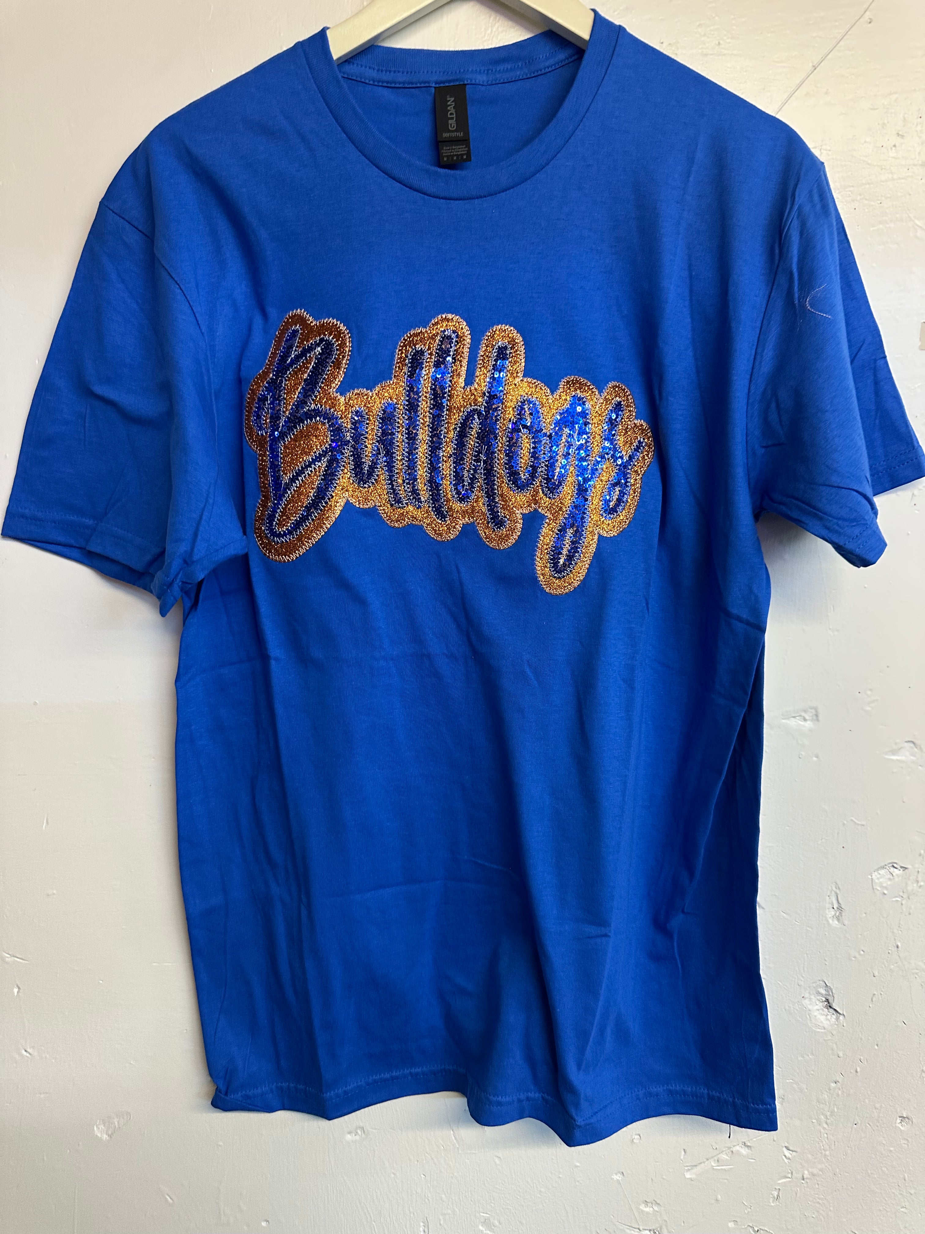 ROYAL BLUE BULLDOG SEQUIN TEE