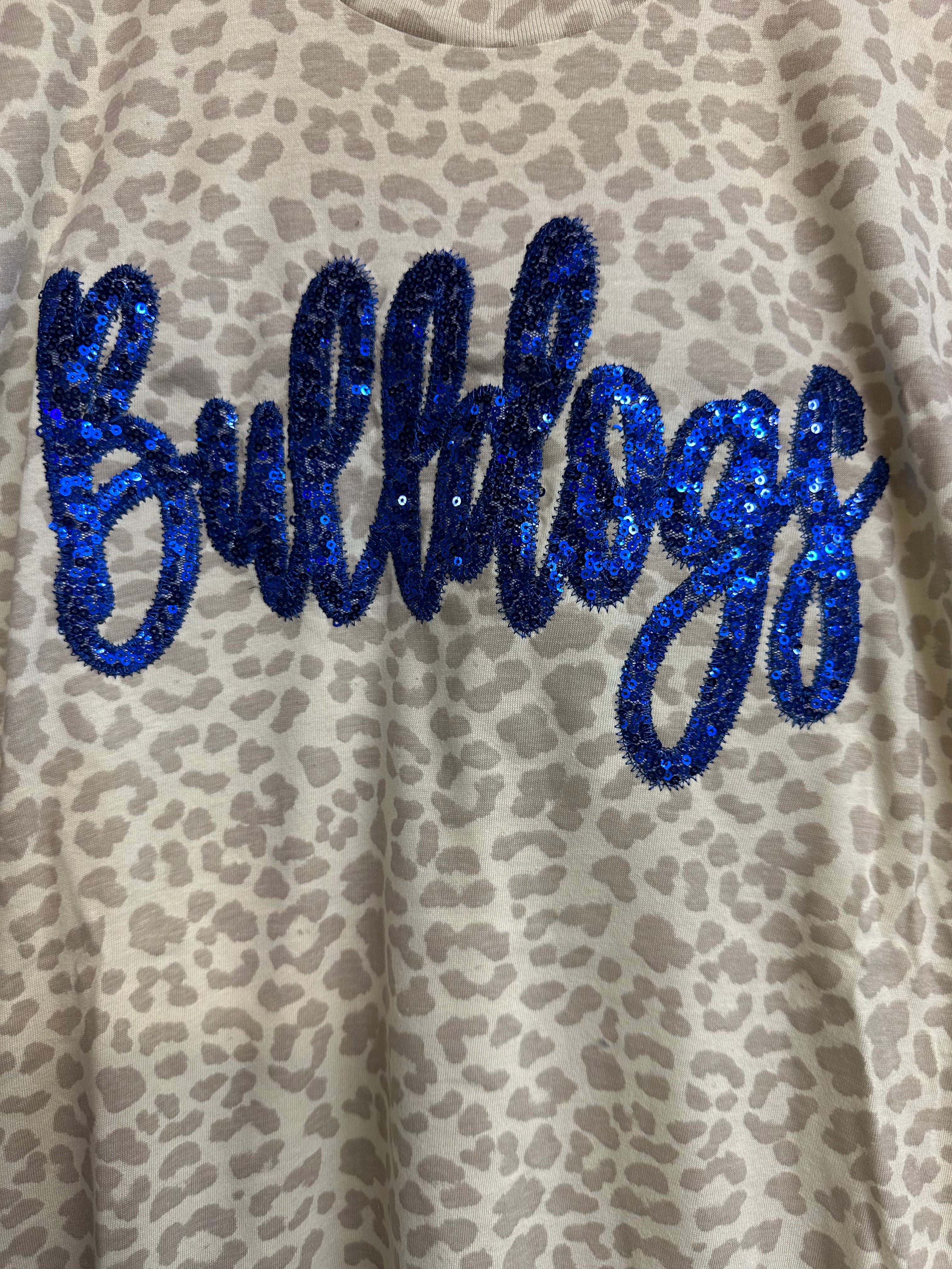LEOPARD SEQUIN BULLDOG GAME DAY TEE