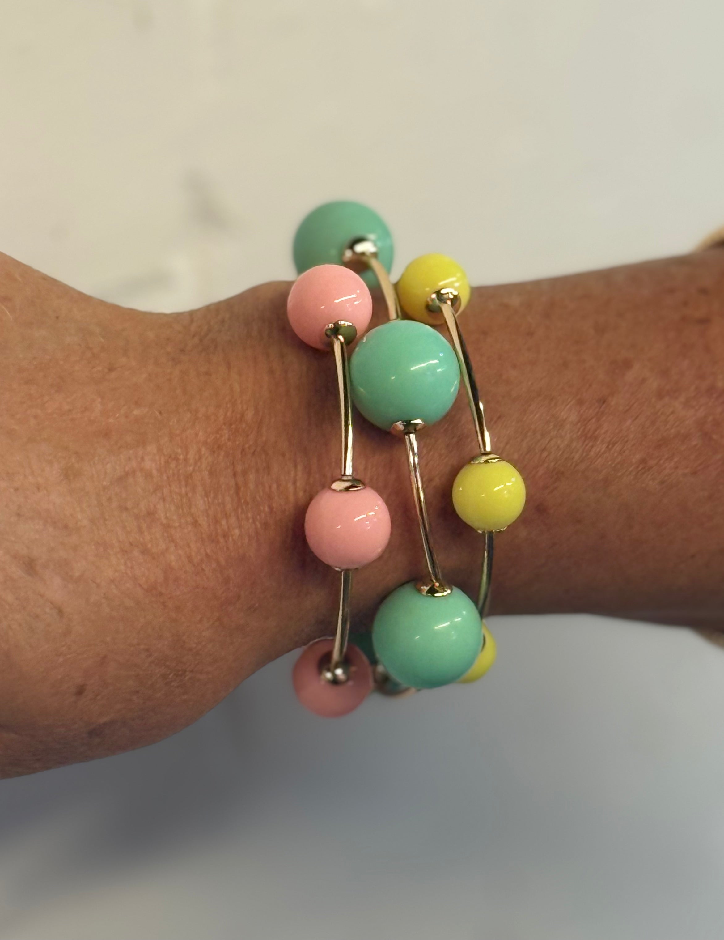 3 Piece Resin Beaded Multi Colored Bracelets