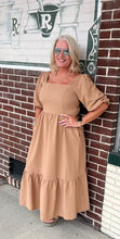 Load image into Gallery viewer, Solid Textured Midi Dress in Taupe
