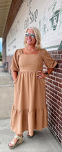 Load image into Gallery viewer, Solid Textured Midi Dress in Taupe
