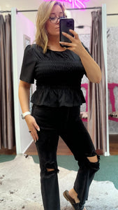 Smocking Top in Black