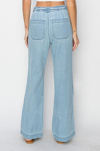 Risen High Rise Wide Leg Pull-On Jeans in Medium Wash