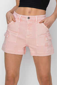 Soft Pink High Rise Side Cargo Pocket Shorts