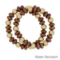 Set of 2 Brown and Gold Beaded Stretch Bracelets