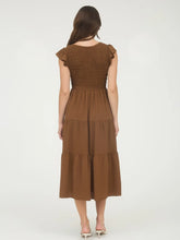 Load image into Gallery viewer, Flutter Sleeve Maxi Dress in mocha
