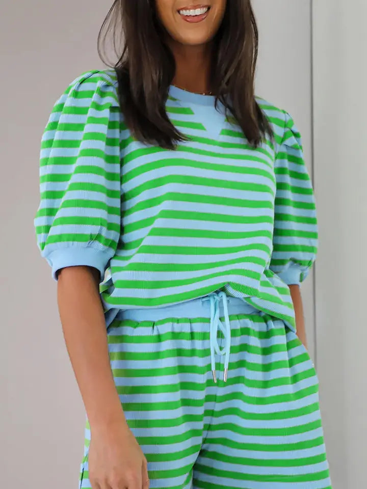 Green Stripe Short Set