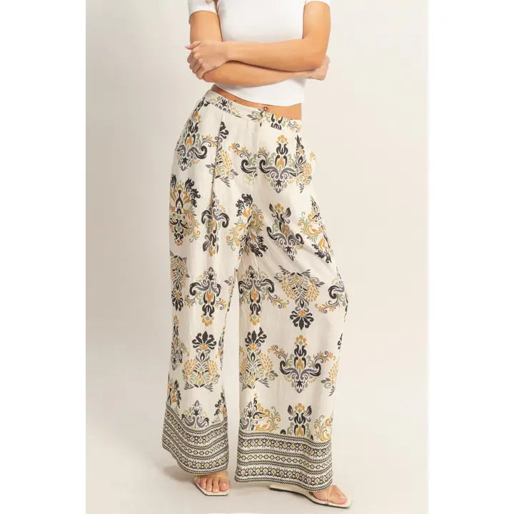 Wide-Leg Printed Palazzo Pants
