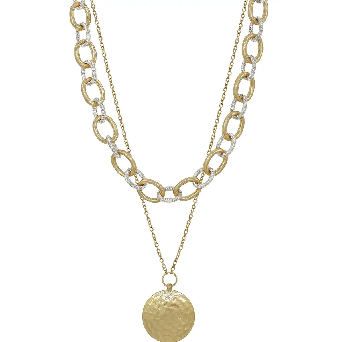 Water Resistant Gold and Silver Double Layered Chunky 16"-18" Necklace