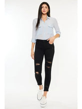 Load image into Gallery viewer, BLACK DISTRESSED SKINNY JEANS BY KANCAN
