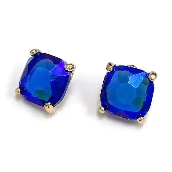 Blue Square Stone Stud Earring