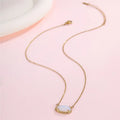 White Jade Oval Gemstone Charm Pendant Necklace