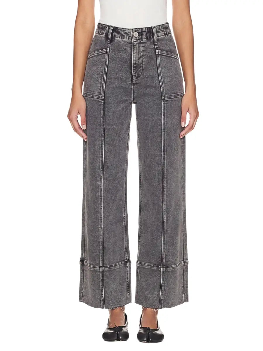 Artemis Vintage High Rise Tummy Control Grey Wash Palazzo Jeans