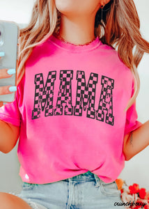 Mama Outline Checkered Tee WASHED PINK