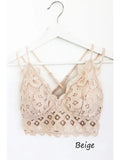 Scalloped Lace Cami Bralette in beige