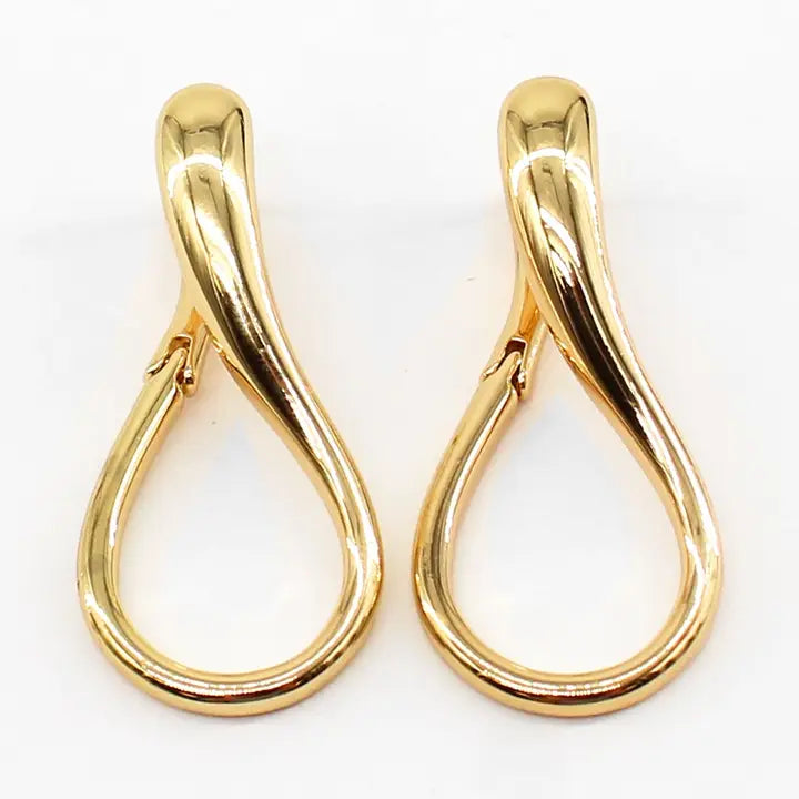 Gold Twisted Teardrop 1.5" Stud Earring