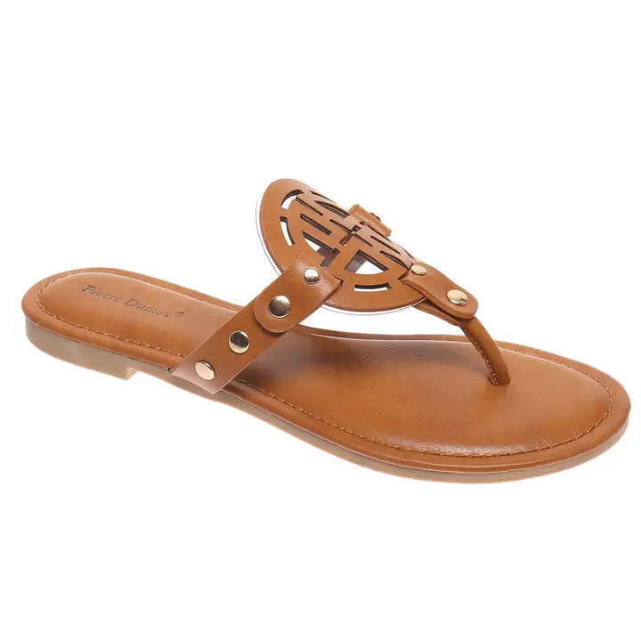 Pierre Dumas Medalion Sandals in New Tan