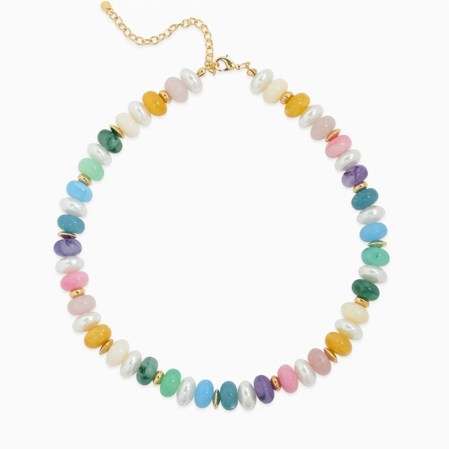Light Multi Marble Color Pearl Beaded Necklace