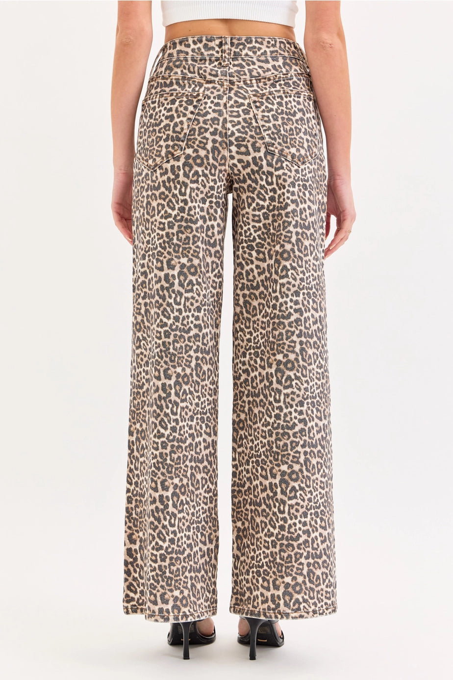 Cello Leopard High Rise Wide Leg Jeans