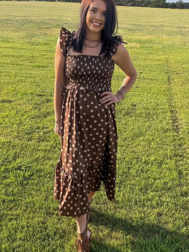 Mocha Dot Dress