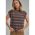 Chocolate and Blue Stripe Sweater Vest Top