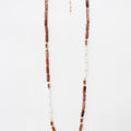 Brown and White Oval Stone Glass Beaded 32" Necklace
