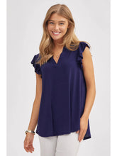 Load image into Gallery viewer, Mandarin Collar Flutter Sleeve Top
