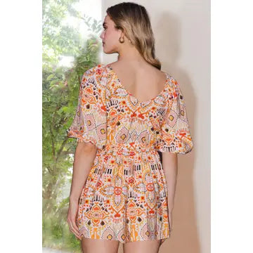 Aztec Pattern V NECK Romper