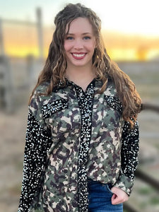 Bold and Classy Shacket camo bling