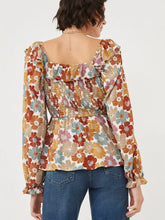 Load image into Gallery viewer, Womens Ruffled Shoulder Smocked Floral Top
