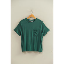 Load image into Gallery viewer, Classic Crew Neck Short Sleeve Pocket Top IN HUNTER GREEN
