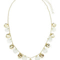White Shell Charm and Gold Coin Charms 16"-18" Necklace