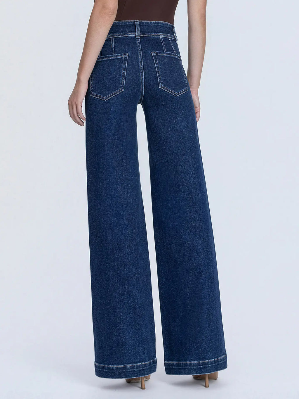 Lovervet High Rise Front Seam Detailed Dark Wide Leg Jeans