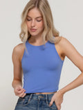 Blue Halter Neck Crop Top